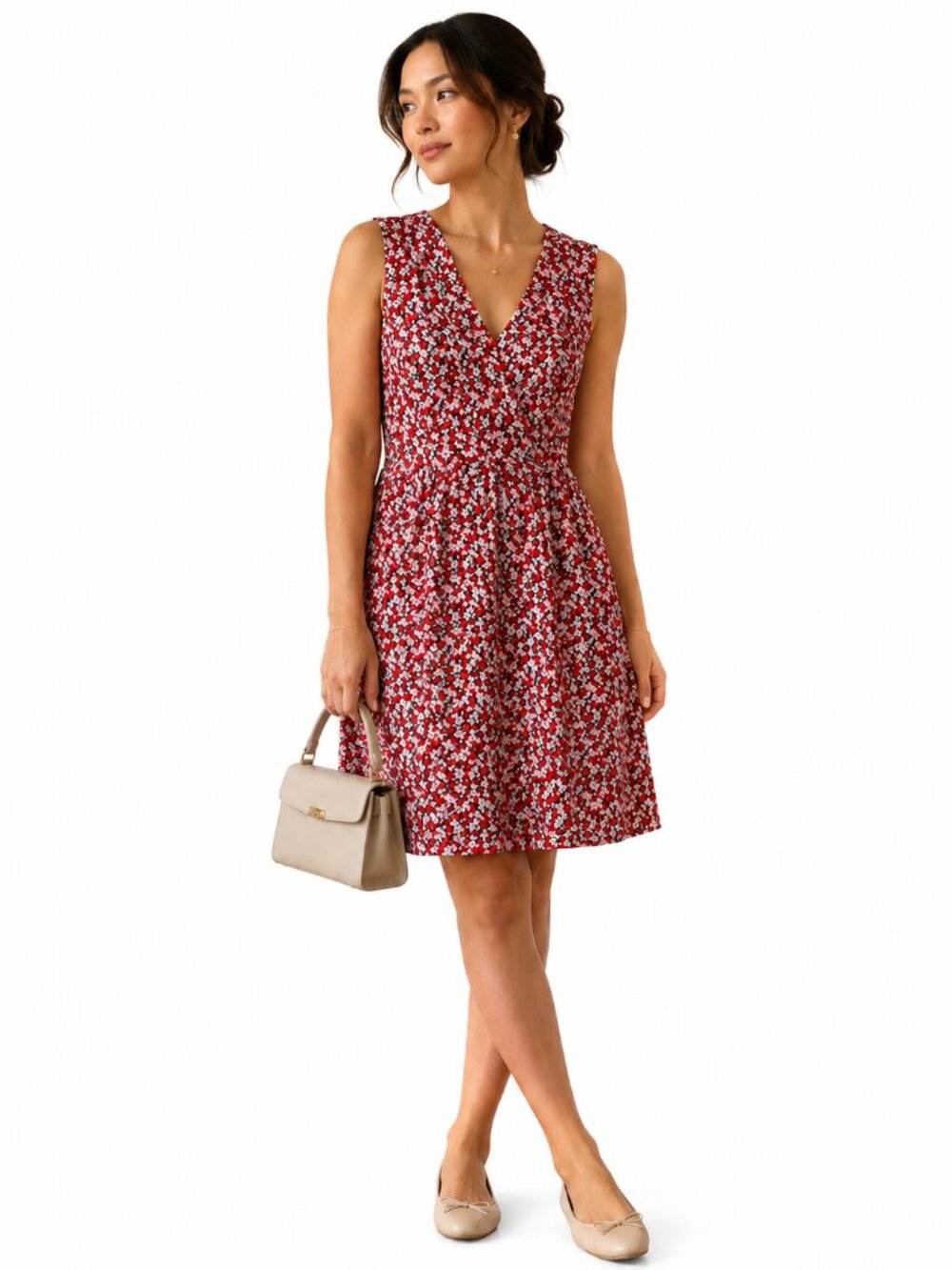 Lauren Ralph Lauren Floral Fit & Flare Dress Red Sleeveless NWT Size 14P